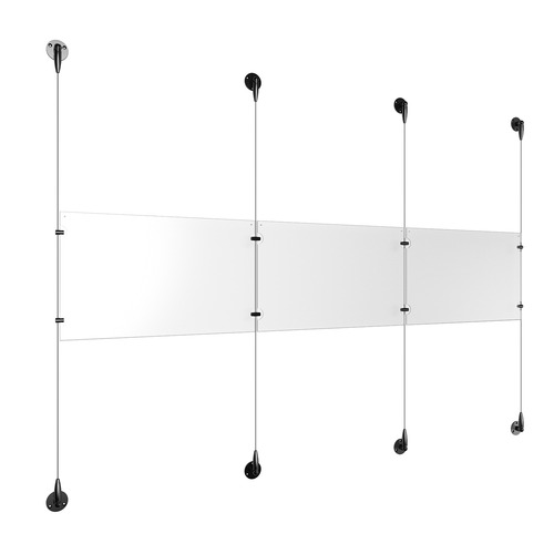 (3) 17'' Width x 11'' Height Clear Acrylic Frame & (4) Aluminum Matte Black Adjustable Angle Signature 1/8'' Diameter Cable Systems with (4) Single-Sided Panel Grippers (4) Double-Sided Panel Grippers