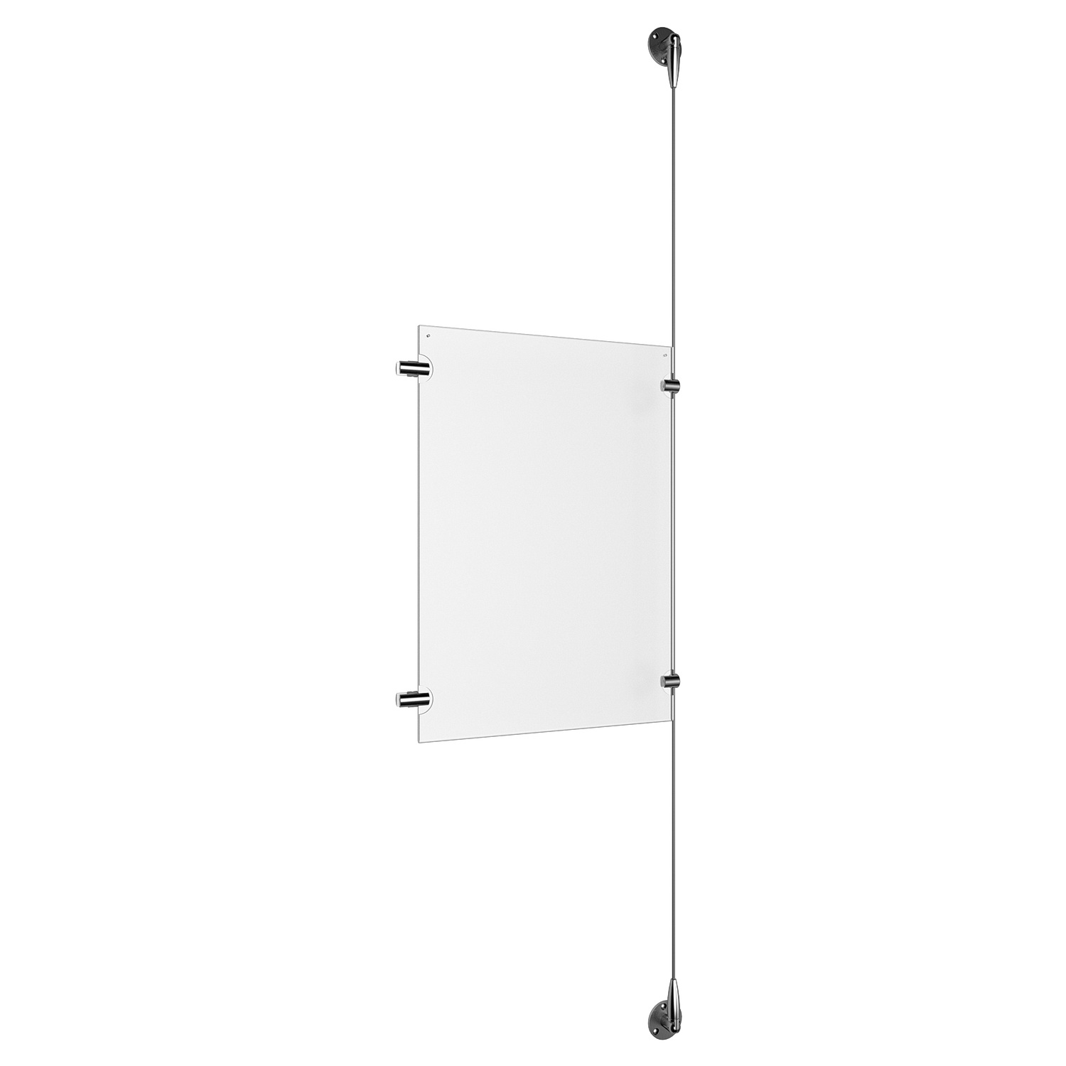 (1) 11'' Width x 17'' Height Clear Acrylic Frame & (1) Stainless Steel Satin Brushed Adjustable Angle Signature 1/8'' Cable Systems with (2) Single-Sided Panel Grippers (2) Double-Sided Panel Grippers