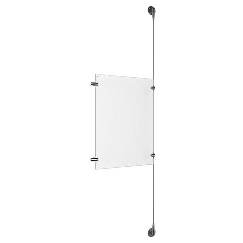 (1) 11'' Width x 17'' Height Clear Acrylic Frame & (1) Stainless Steel Satin Brushed Adjustable Angle Signature 1/8'' Cable Systems with (2) Single-Sided Panel Grippers (2) Double-Sided Panel Grippers