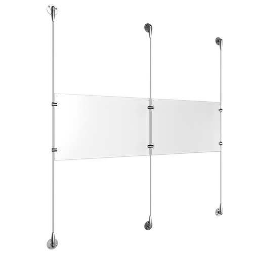 (2) 17'' Width x 11'' Height Clear Acrylic Frame & (3) Stainless Steel Satin Brushed Adjustable Angle Signature 1/8'' Cable Systems with (4) Single-Sided Panel Grippers (2) Double-Sided Panel Grippers