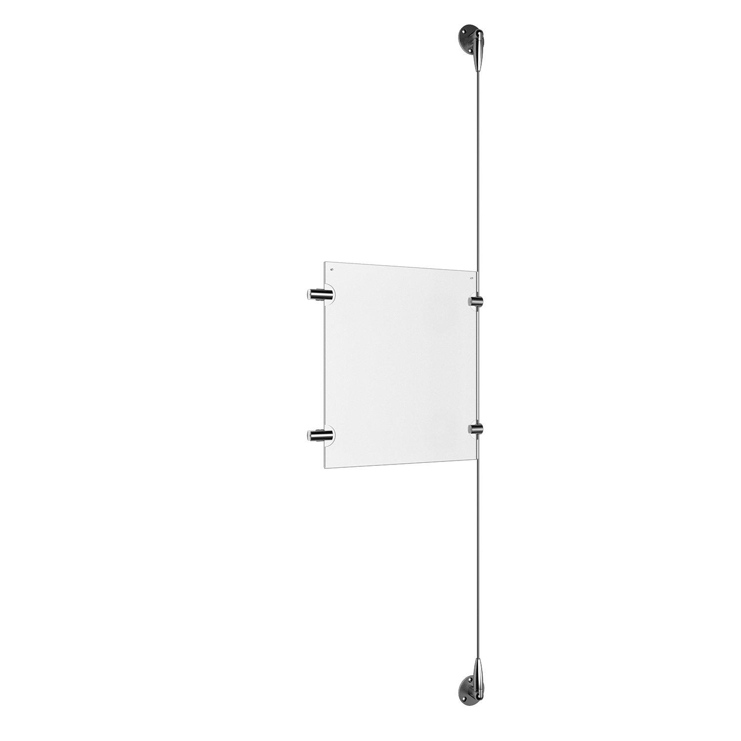 (1) 8-1/2'' Width x 11'' Height Clear Acrylic Frame & (1) Stainless Steel Satin Brushed Adjustable Angle Signature 1/8'' Cable Systems with (2) Single-Sided Panel Grippers (2) Double-Sided Panel Grippers