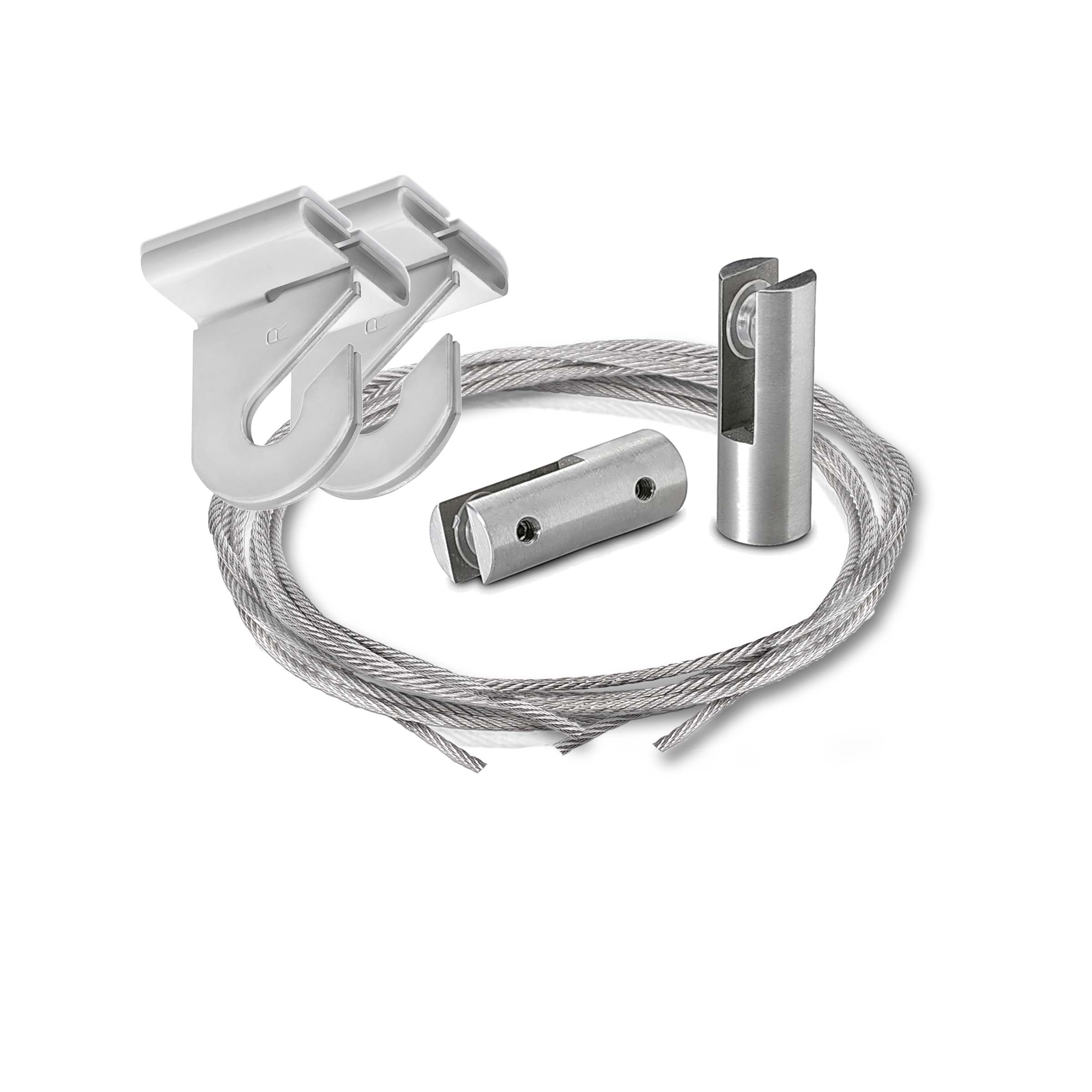 2 Pieces of 72'' Stainless Steel Satin Brushed Suspended Cable Kits for 1/4'' Thick Material (2 Full Sets) - 1/16'' Diameter Cable