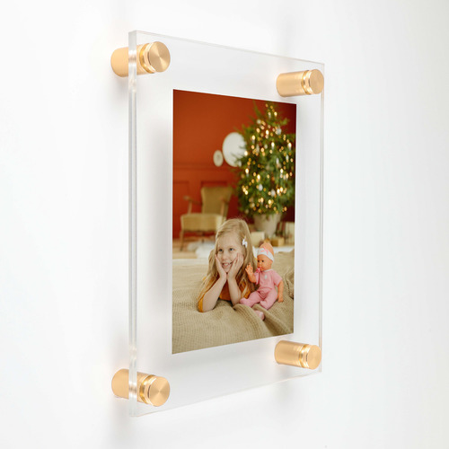 (2) 19-3/4'' x 26'' Clear Acrylics , Pre-Drilled With Polished Edges (Thick 3/16'' each), Wall Frame with (4) 3/4'' x 1'' Champagne Anodized Aluminum Standoffs includes Screws and Anchors