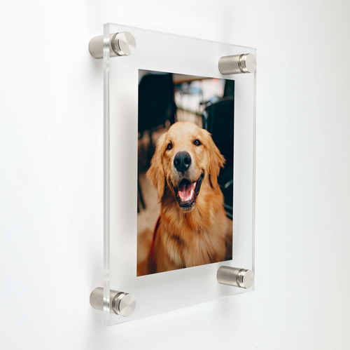 (2) 19-3/4'' x 26'' Clear Acrylics , Pre-Drilled With Polished Edges (Thick 3/16'' each), Wall Frame with (4) 5/8'' x 1'' Brushed Stainless Steel Standoffs includes Screws and Anchors