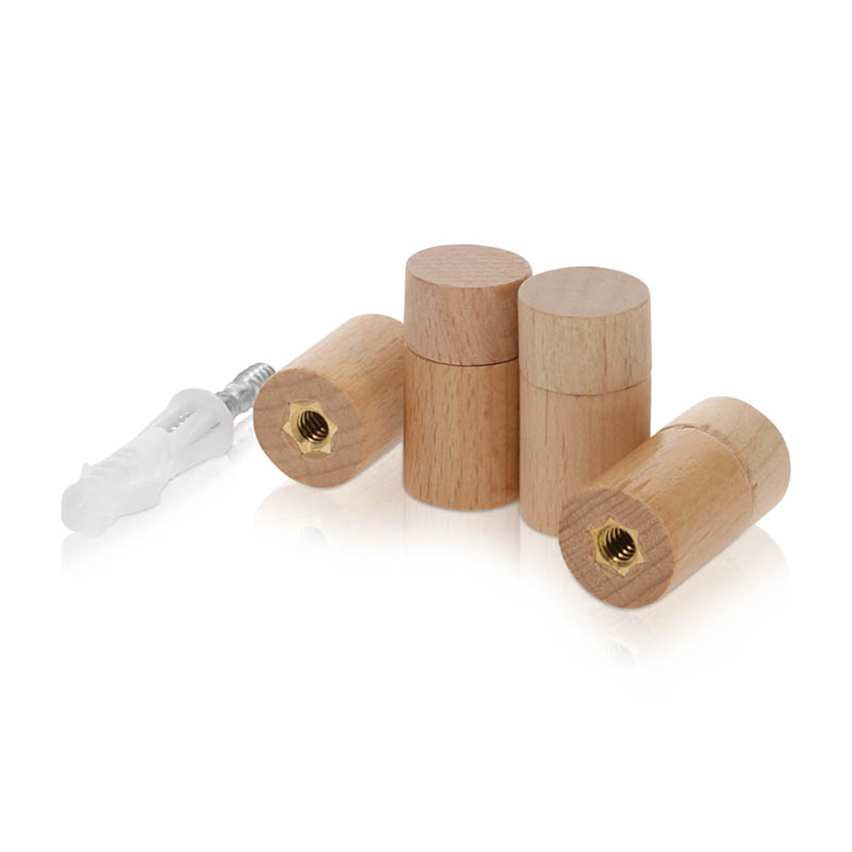 (Set of 4) 5/8'' Diameter X 3/4'' Barrel Length, Wooden Flat Head