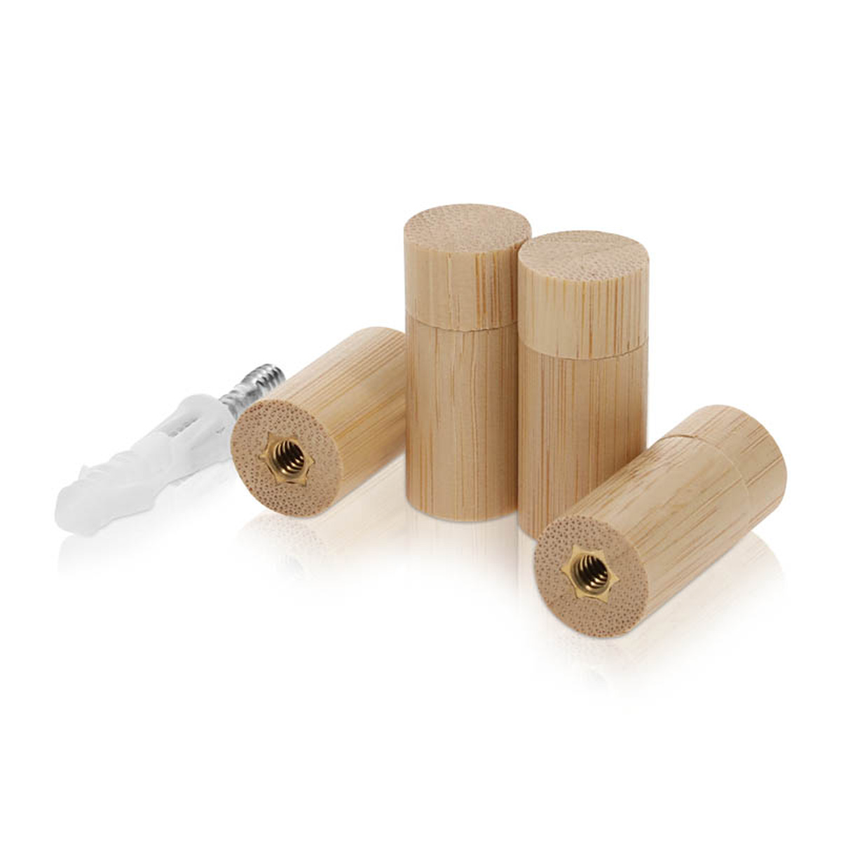 (Set of 4) 5/8'' Diameter X 1'' Barrel Length, Wooden Flat Head