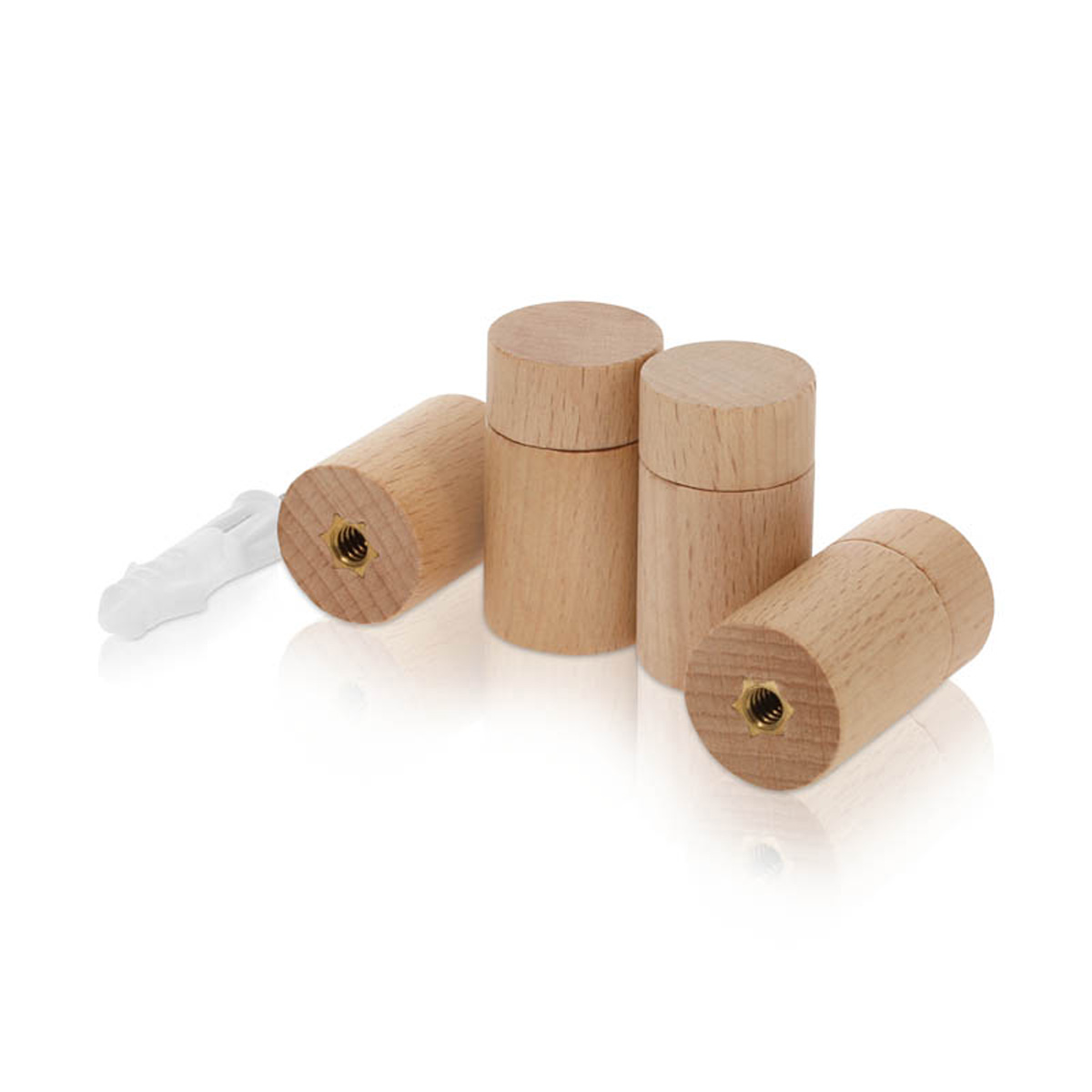 (Set of 4) 3/4'' Diameter X 1'' Barrel Length, Wooden Flat Head
