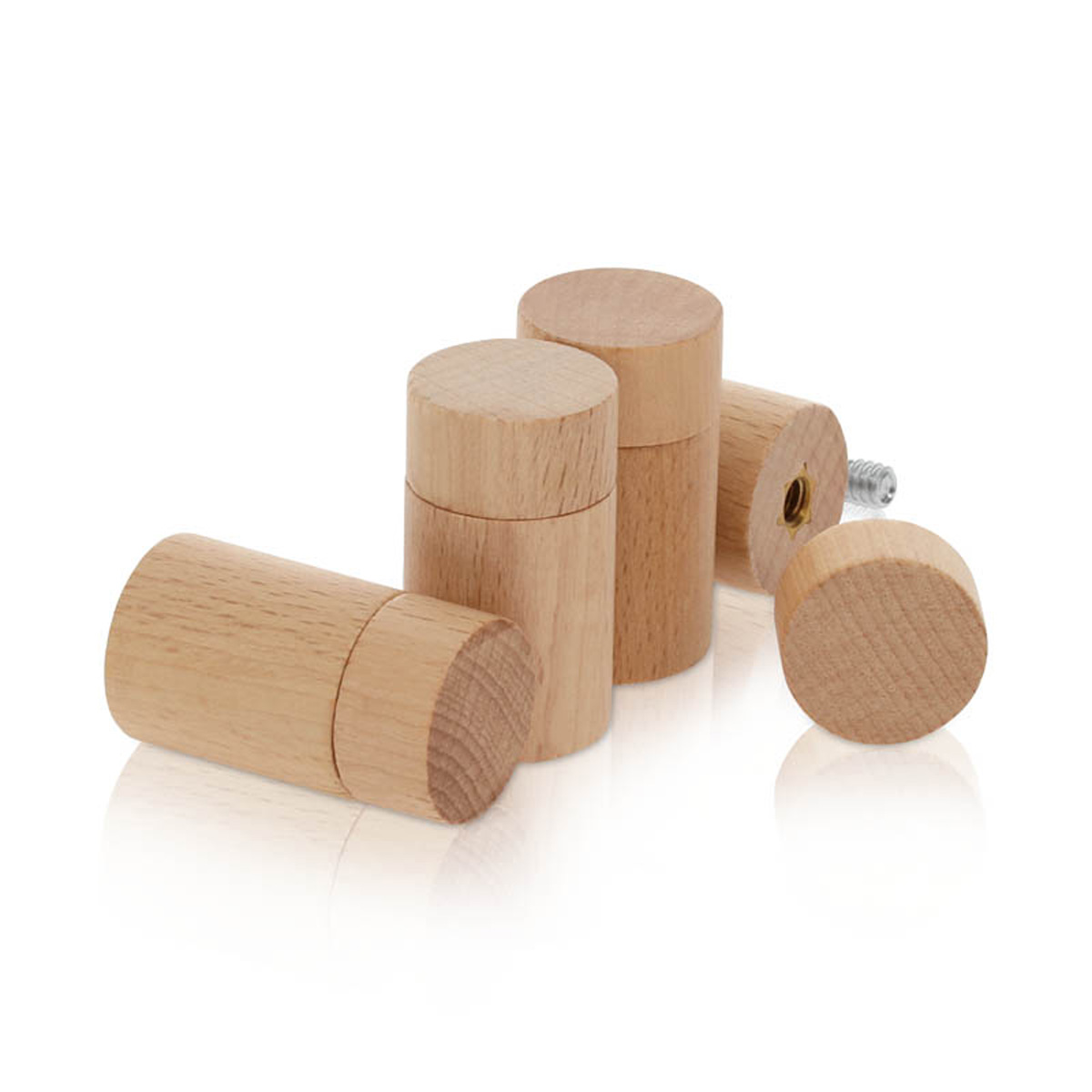 (Set of 4) 3/4'' Diameter X 1'' Barrel Length, Wooden Flat Head