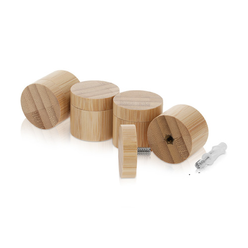 (Set of 4) 1-1/2'' Diameter X 1'' Barrel Length, Wooden Flat Head Standoffs, Matte Bamboo Wood Finish, Easy Fasten Standoff, Included Hardware (For Inside Use) [Required Material Hole Size: 5/16'']
