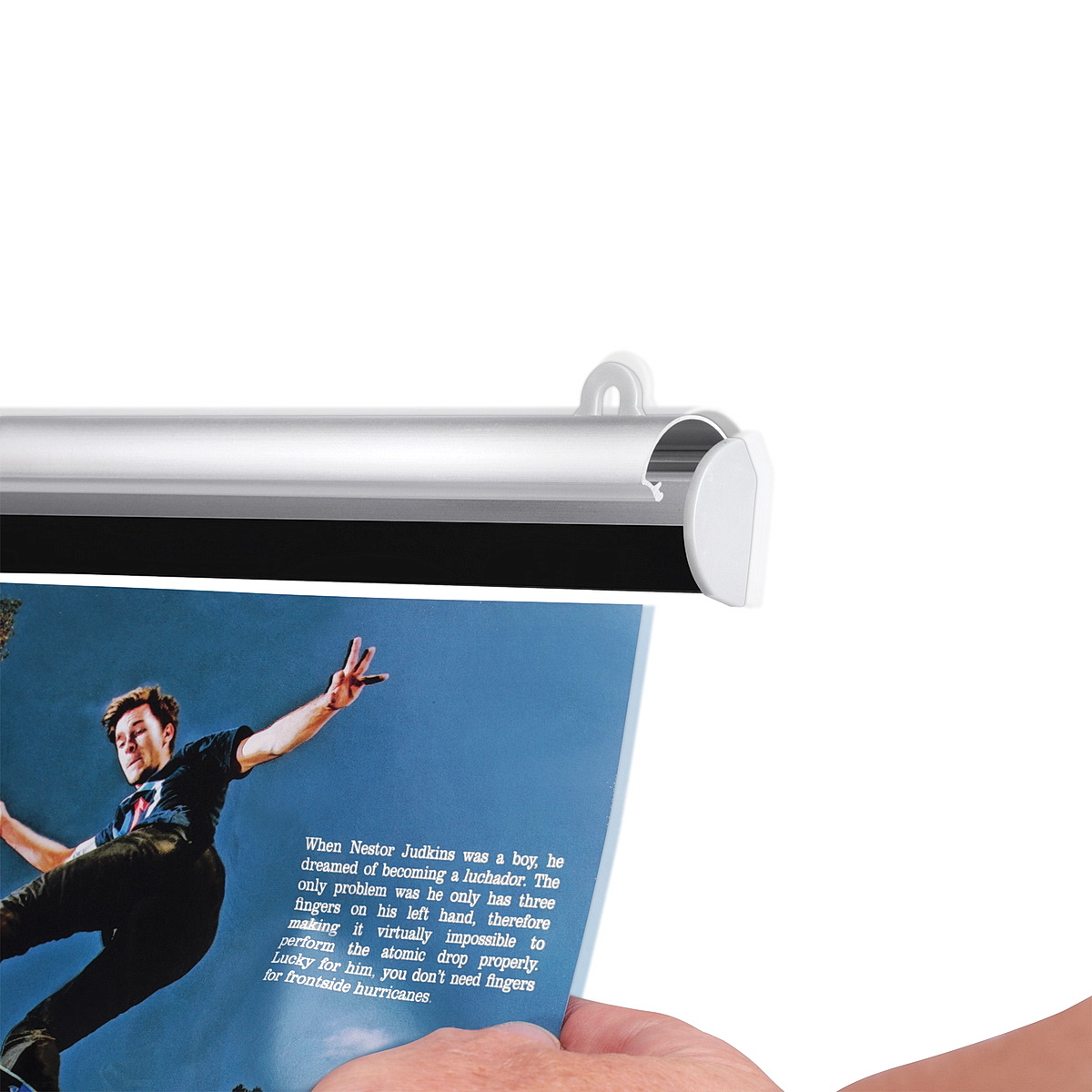 2 Pieces of Aluminum Silver Banner Rails, Hinged Easy Snap Open System