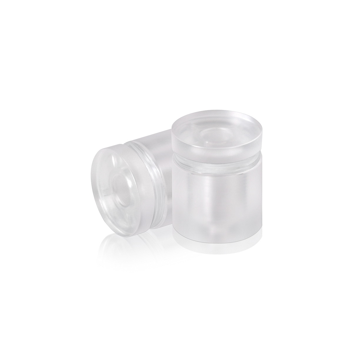1'' Diameter X 2-1/2'' Barrel Length, Clear Acrylic Standoff. Easy Fasten Standoff (For Inside Use Only) Tamper Proof [Required Material Hole Size: 7/16'']
