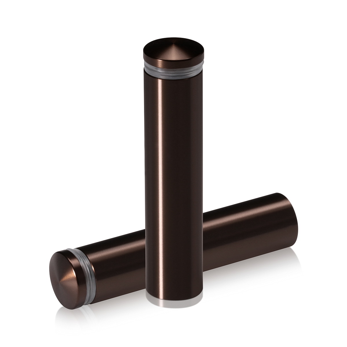 5/8'' Diameter X 2-1/2'' Barrel Length, Aluminum Rounded Head Standoffs, Bronze Anodized Finish Easy Fasten Standoff (For Inside / Outside use) [Required Material Hole Size: 7/16'']