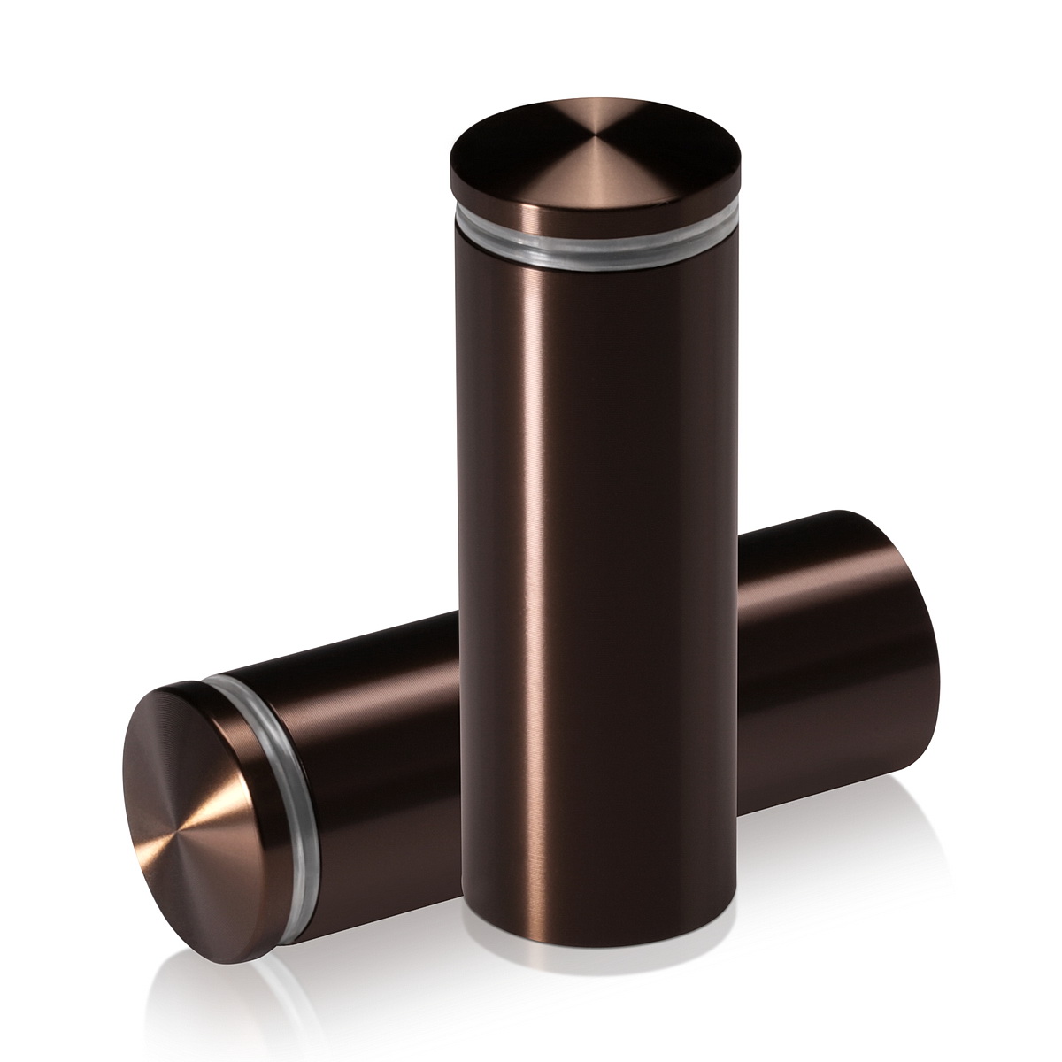 1'' Diameter X 2-1/2 Barrel Length, Aluminum Rounded Head Standoffs, Bronze Anodized Finish Easy Fasten Standoff (For Inside / Outside use) [Required Material Hole Size: 7/16'']
