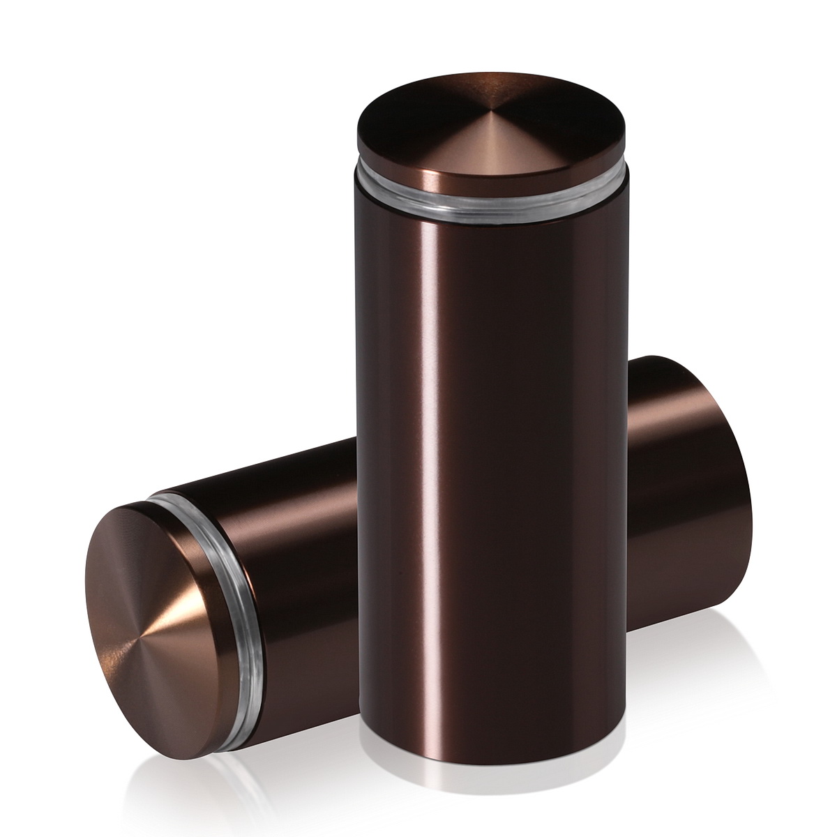 1-1/4'' Diameter X 2-1/2'' Barrel Length, Aluminum Rounded Head Standoffs, Bronze Anodized Finish Easy Fasten Standoff (For Inside / Outside use) [Required Material Hole Size: 7/16'']