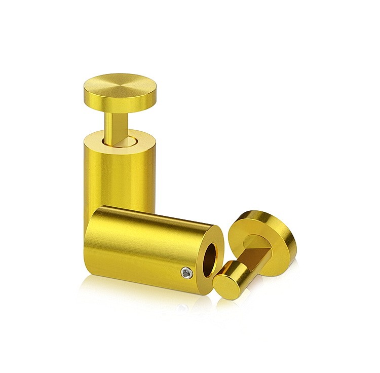 7/8'' Diameter X 1-1/2''  Barrel Length, Aluminum Gold Anodized Finish. Easy Fasten Adjustable Edge Grip Standoff (For Inside Use Only)