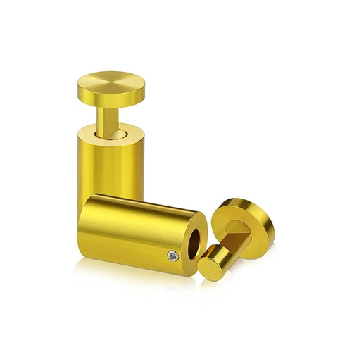 7/8'' Diameter X 1-1/2''  Barrel Length, Aluminum Gold Anodized Finish. Easy Fasten Adjustable Edge Grip Standoff (For Inside Use Only)