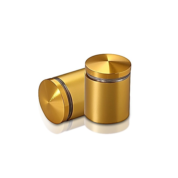 1'' Diameter X 1'' Barrel Length, Aluminum Rounded Head Standoffs, Gold Anodized Finish Easy Fasten Standoff (For Inside / Outside use) [Required Material Hole Size: 7/16'']