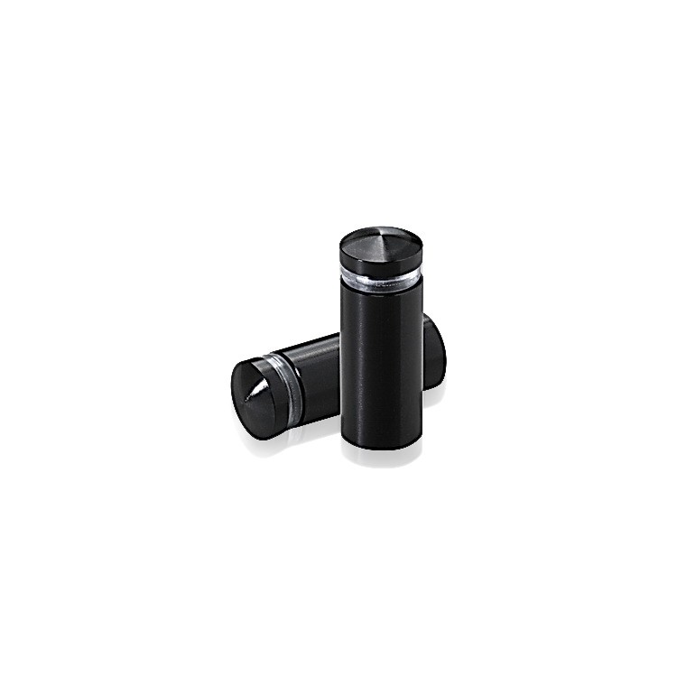 1/2'' Diameter X 1'' Barrel Length, Aluminum Rounded Head Standoffs, Black Anodized Finish Easy Fasten Standoff (For Inside / Outside use) [Required Material Hole Size: 3/8'']