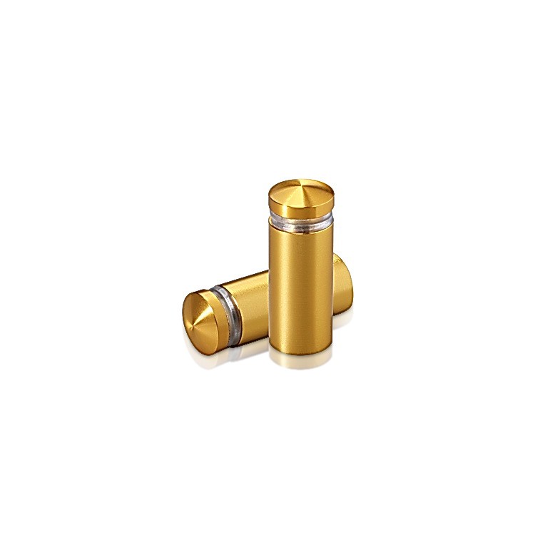 1/2'' Diameter X 1'' Barrel Length, Aluminum Rounded Head Standoffs, Gold Anodized Finish Easy Fasten Standoff (For Inside / Outside use) [Required Material Hole Size: 3/8'']