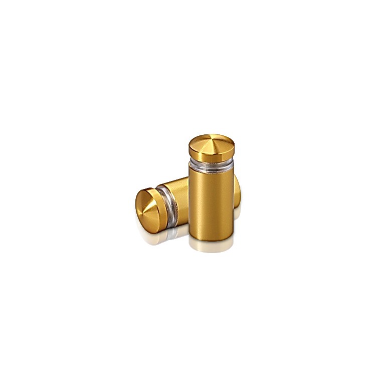 1/2'' Diameter X 3/4'' Barrel Length, Aluminum Rounded Head Standoffs, Gold Anodized Finish Easy Fasten Standoff (For Inside / Outside use) [Required Material Hole Size: 3/8'']