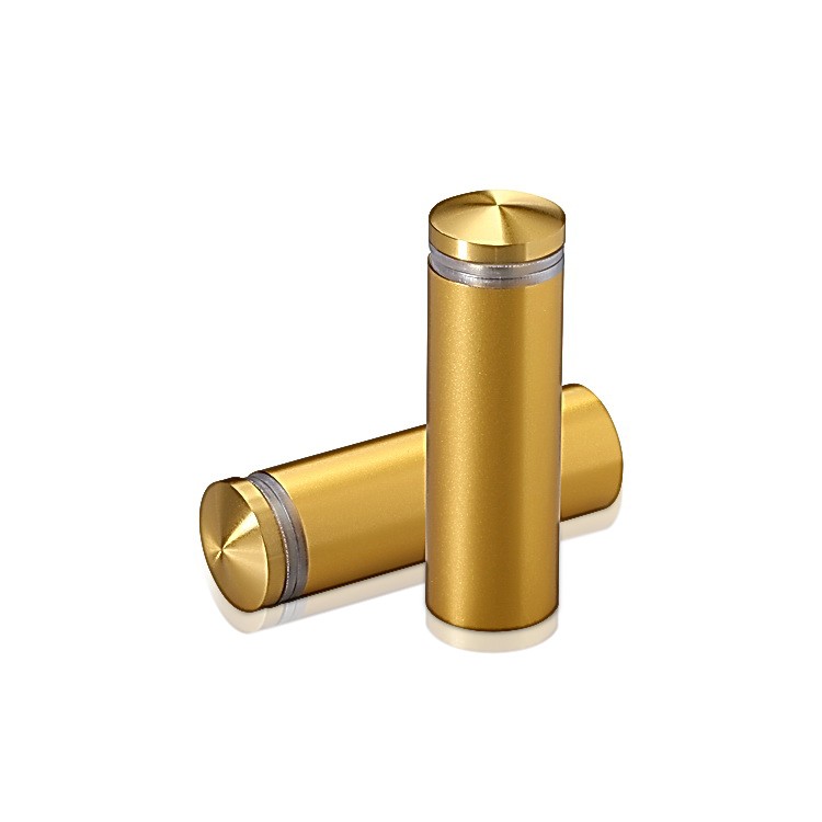 5/8'' Diameter X 1-3/4'' Barrel Length, Aluminum Rounded Head Standoffs, Gold Anodized Finish Easy Fasten Standoff (For Inside / Outside use) [Required Material Hole Size: 7/16'']