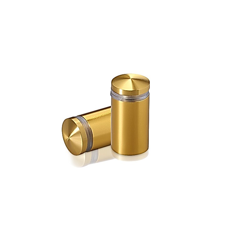 5/8'' Diameter X 1'' Barrel Length, Aluminum Rounded Head Standoffs, Gold Anodized Finish Easy Fasten Standoff (For Inside / Outside use) [Required Material Hole Size: 7/16'']