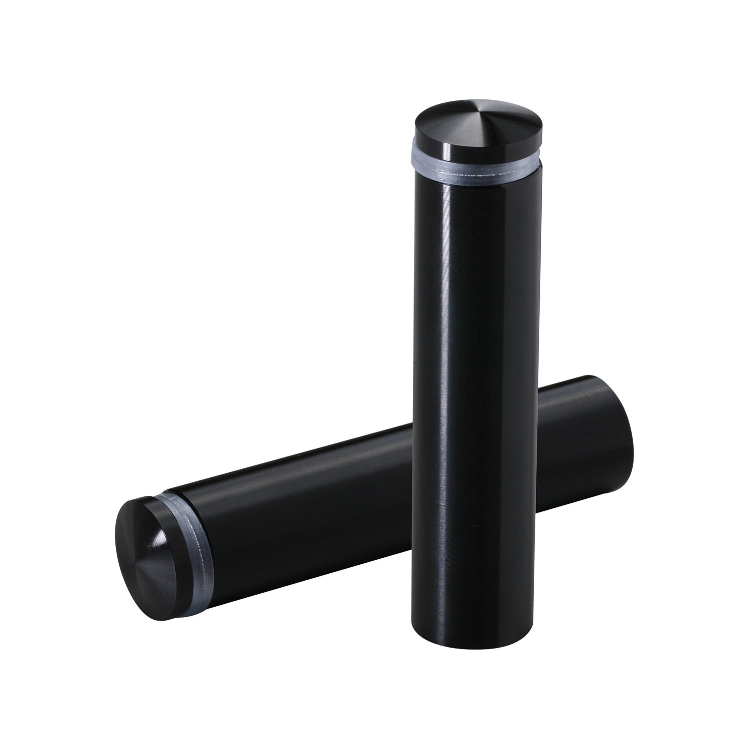 5/8'' Diameter X 2-1/2'' Barrel Length, Aluminum Rounded Head Standoffs, Black Anodized Finish Easy Fasten Standoff (For Inside / Outside use) [Required Material Hole Size: 7/16'']