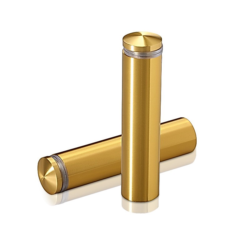 5/8'' Diameter X 2-1/2'' Barrel Length, Aluminum Rounded Head Standoffs, Gold Anodized Finish Easy Fasten Standoff (For Inside / Outside use) [Required Material Hole Size: 7/16'']