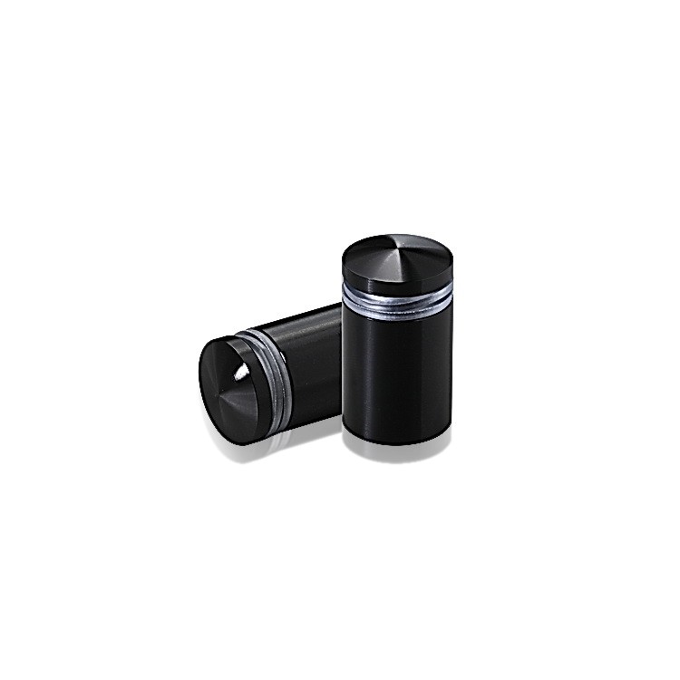 5/8'' Diameter X 3/4'' Barrel Length, Aluminum Rounded Head Standoffs, Black Anodized Finish Easy Fasten Standoff (For Inside / Outside use) [Required Material Hole Size: 7/16'']