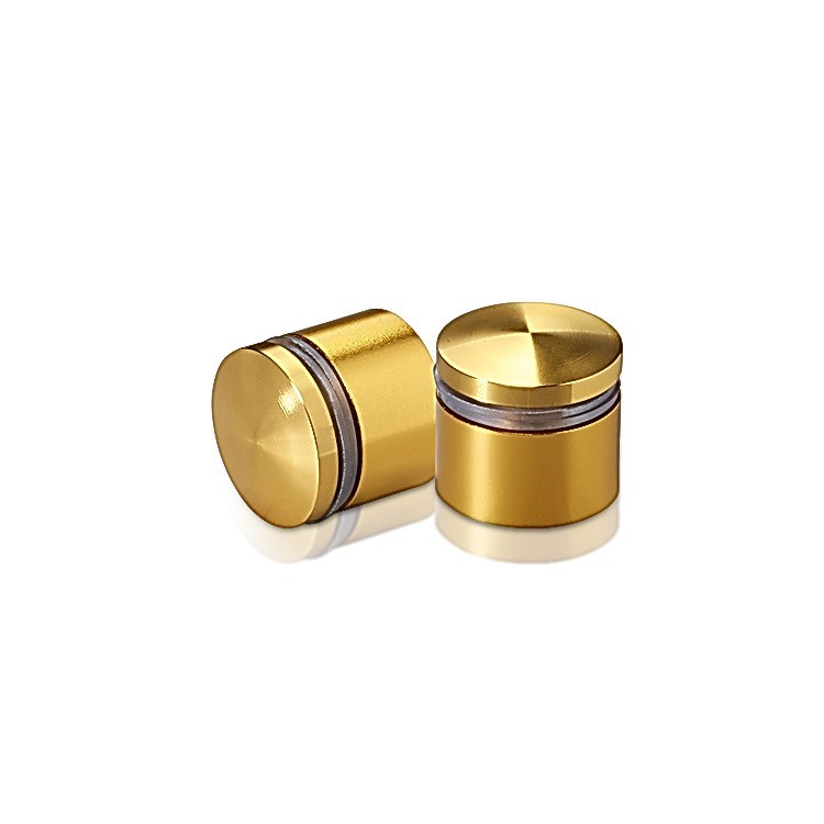 7/8'' Diameter X 1/2'' Barrel Length, Aluminum Rounded Head Standoffs, Gold Anodized Finish Easy Fasten Standoff (For Inside / Outside use) [Required Material Hole Size: 7/16'']