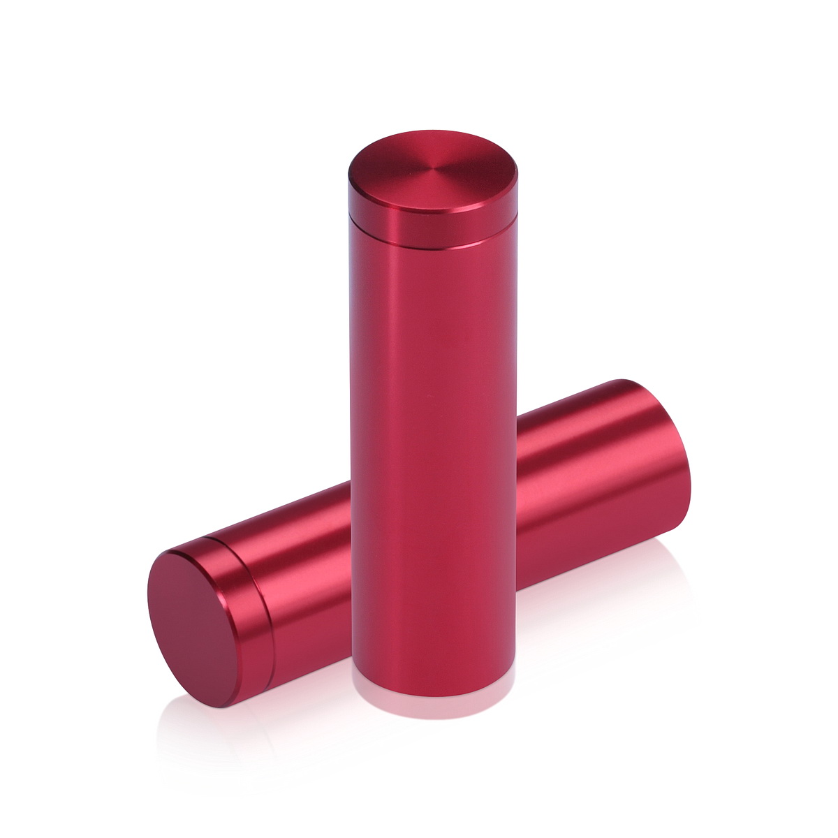 5/8'' Diameter X 2'' Barrel Length, Affordable Aluminum Standoffs, Cherry Red Anodized Finish Easy Fasten Standoff (For Inside / Outside use) [Required Material Hole Size: 7/16'']