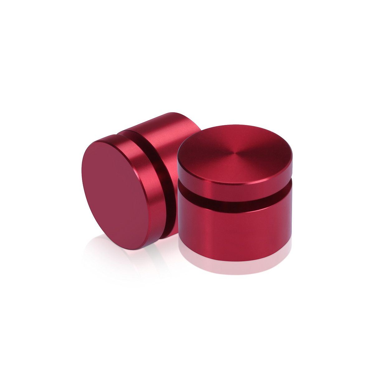 1'' Diameter X 1/2'' Barrel Length, Affordable Aluminum Standoffs, Cherry Red Anodized Finish Easy Fasten Standoff (For Inside / Outside use) [Required Material Hole Size: 7/16'']