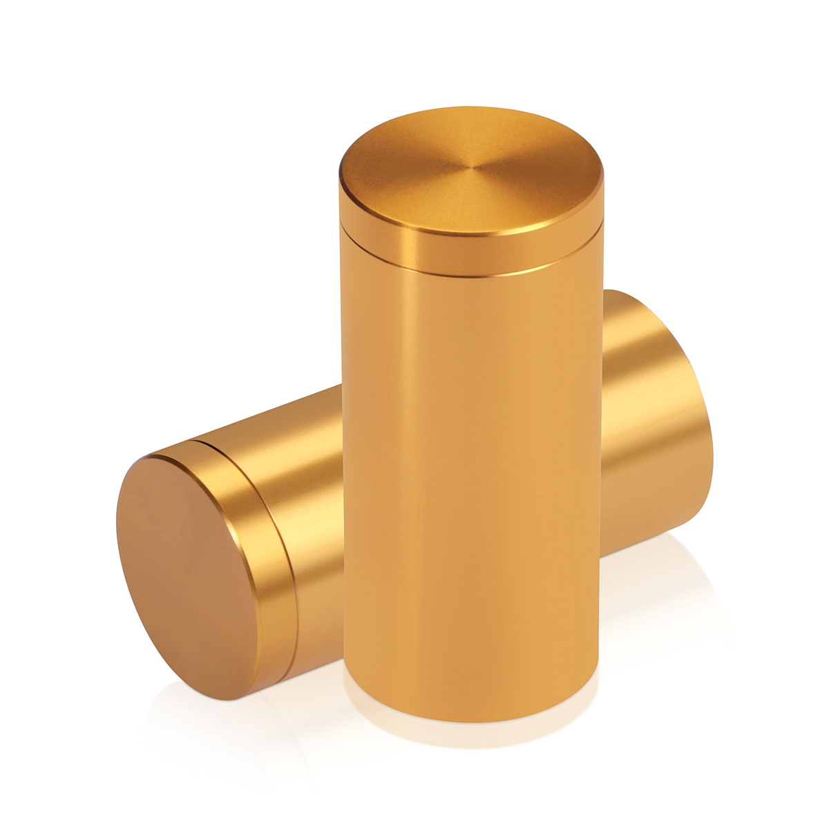 1'' Diameter X 2'' Barrel Length, Affordable Aluminum Standoffs, Gold Anodized Finish Easy Fasten Standoff (For Inside / Outside use) [Required Material Hole Size: 7/16'']