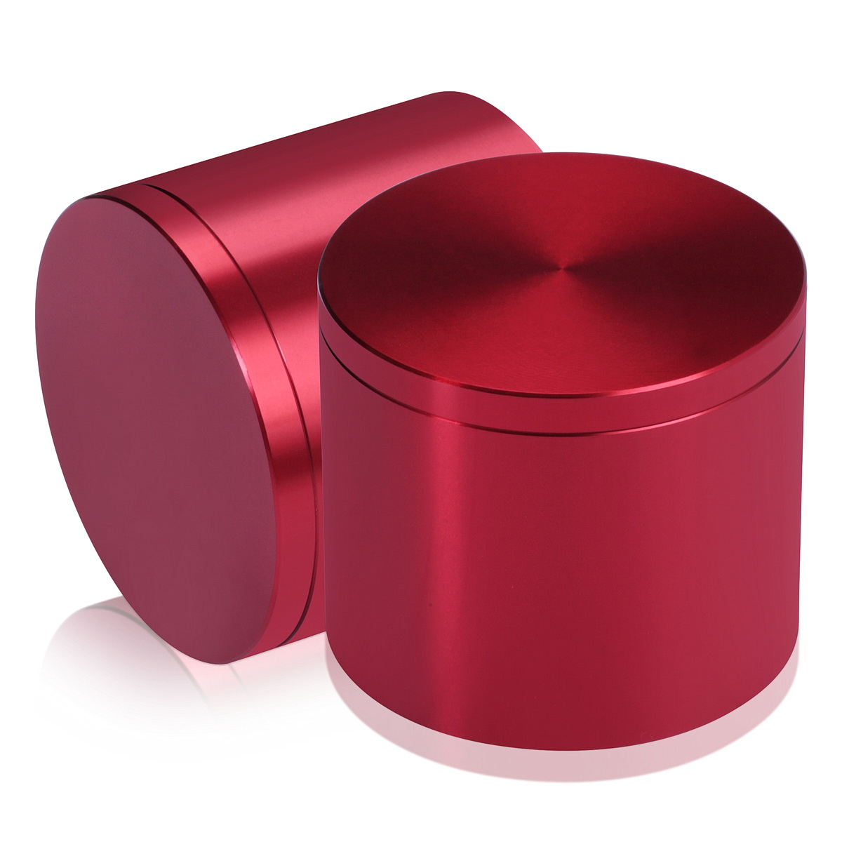 2'' Diameter X 1-1/2'' Barrel Length, Affordable Aluminum Standoffs, Cherry Red Anodized Finish Easy Fasten Standoff (For Inside / Outside use) [Required Material Hole Size: 7/16'']