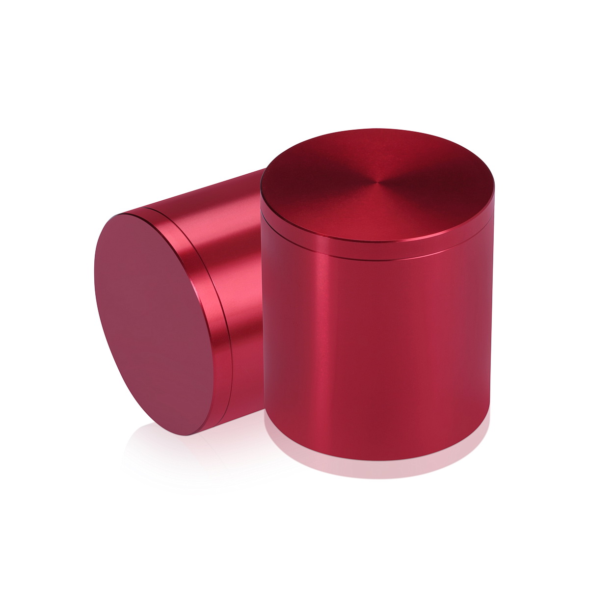 2'' Diameter X 2'' Barrel Length, Affordable Aluminum Standoffs, Cherry Red Anodized Finish Easy Fasten Standoff (For Inside / Outside use) [Required Material Hole Size: 7/16'']