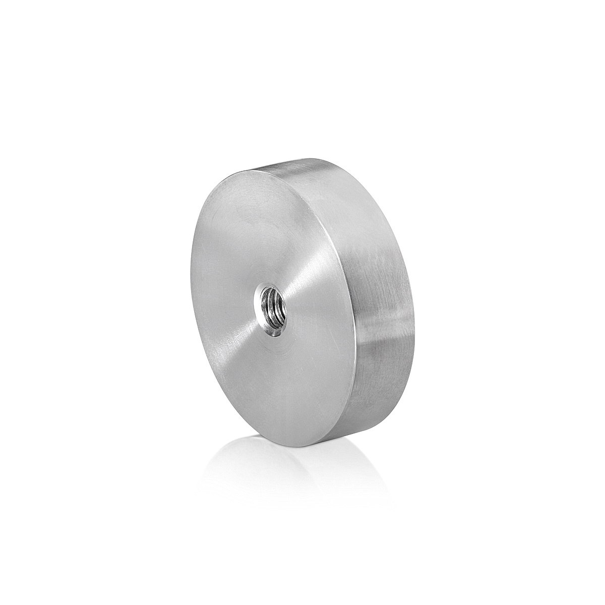 5/16-18 Threaded Barrels Diameter: 2'', Length: 1/2'', Brushed Satin Finish Grade 304 [Required Material Hole Size: 3/8'' ]