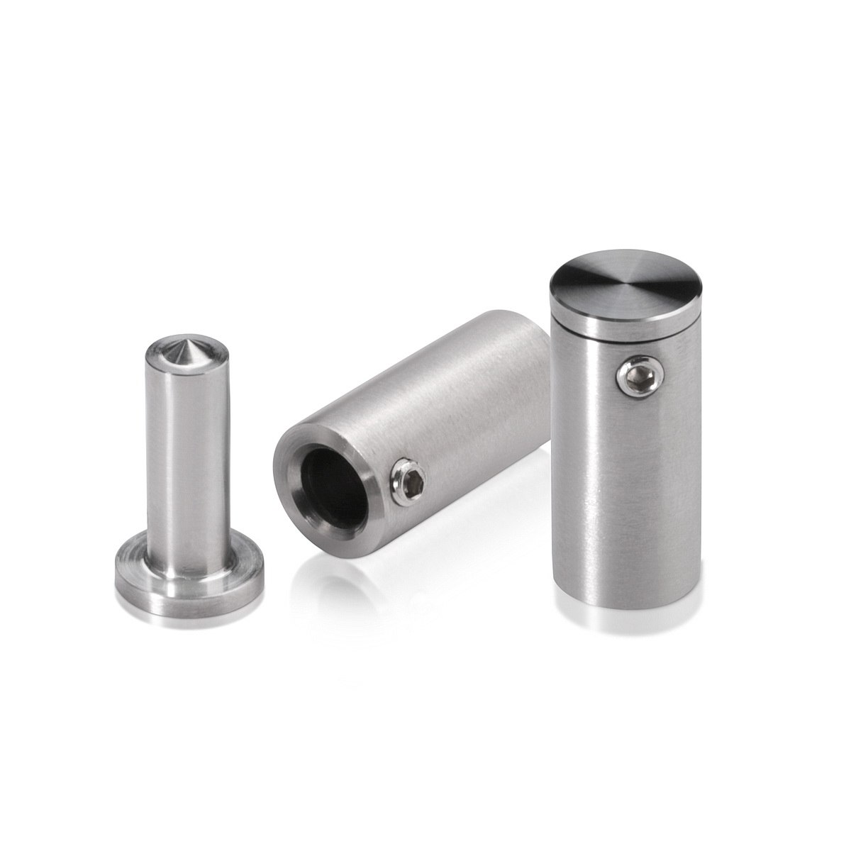 1/2'' Diameter x 1'' Barrel Length, Stainless Steel Glass Standoff Satin Brushed Finish  (Indoor) [Required Material Hole Size: 5/16'']