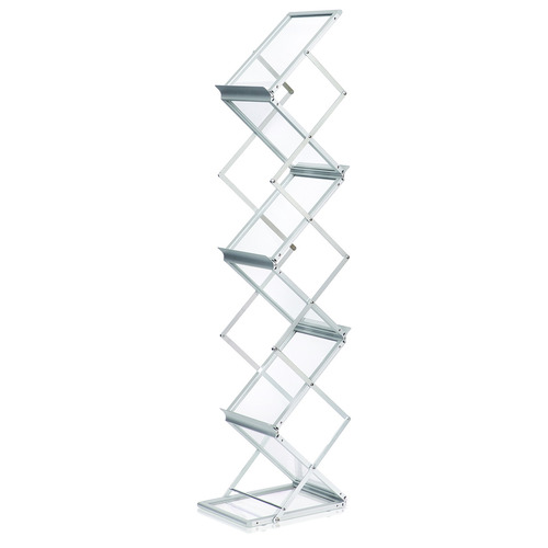 Rotating, Height Adjustable, 32-Pockets Wire Literature Floor Stand