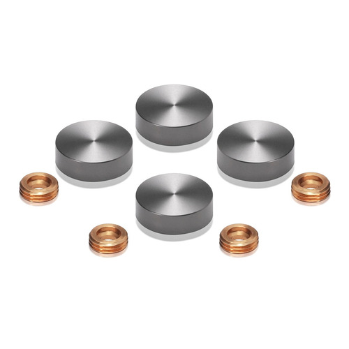 Set of 4 Screw Cover, Diameter: 13/16'' (3/4''), Aluminum Titanium Finish, (Indoor or Outdoor Use)