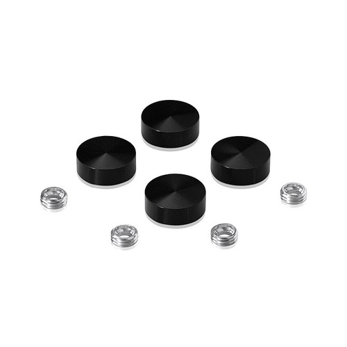 Set of 4 Screw Cover, Diameter: 11/16'' (less 3/4''), Aluminum Matte Black Anodized Finish, (Indoor or Outdoor Use)