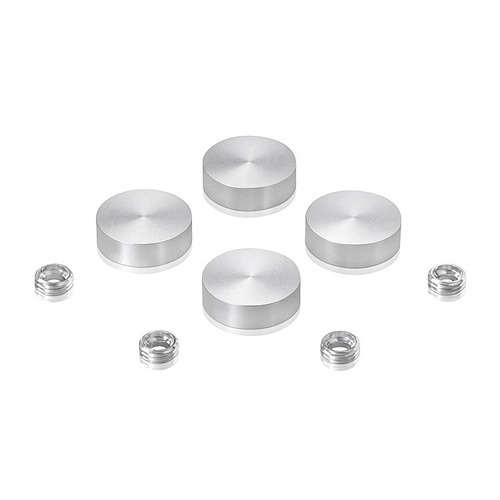 Set of 4 Screw Cover, Diameter: 13/16'' (3/4''), Aluminum Clear Anodized Finish, (Indoor or Outdoor Use)