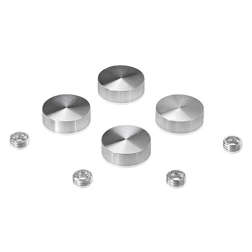 Set of 4 Screw Cover, Diameter: 13/16'' (3/4''), Aluminum Clear Shiny Anodized Finish, (Indoor or Outdoor Use)