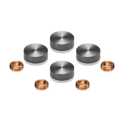Set of 4 Screw Cover, Diameter: 11/16'' (less 3/4''), Aluminum Titanium Finish, (Indoor or Outdoor Use)