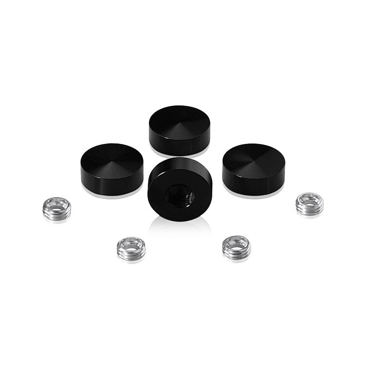 Set of 4 Screw Cover, Diameter: 11/16'', Aluminum Black Anodized Finish ...