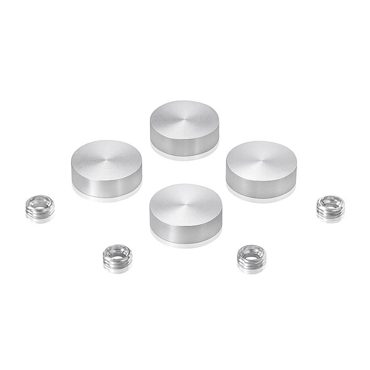 Set of 4 Screw Cover, Diameter: 13/16'' (3/4''), Aluminum Clear Anodized Finish, (Indoor or Outdoor Use)