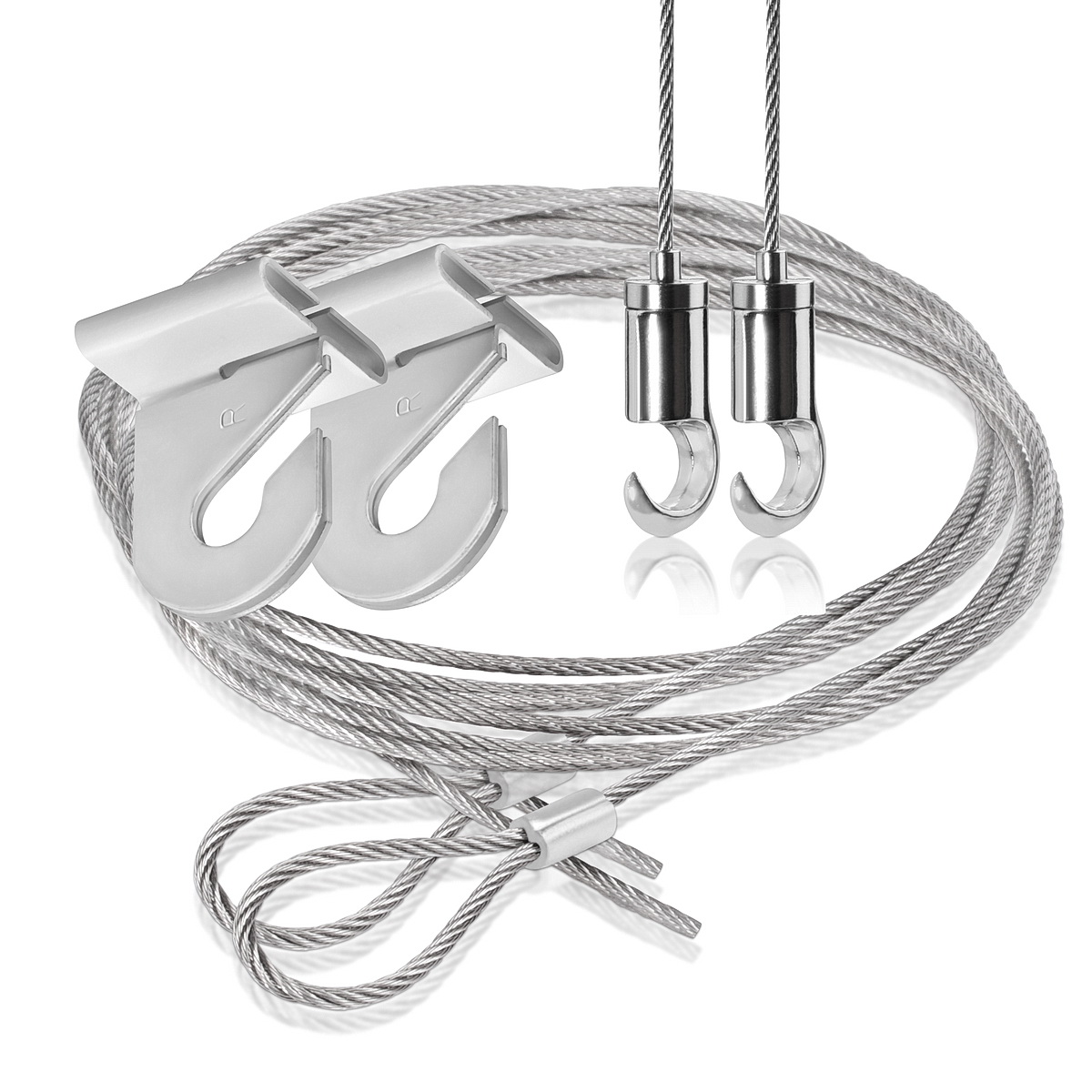 Suspended Kit, T Clamp, Looped Stainless Steel Cable - 48'', Hook