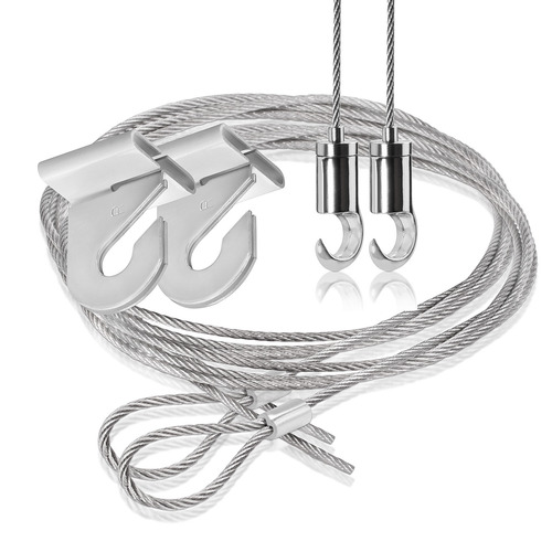 Suspended Kit, T Clamp, Looped Stainless Steel Cable - 72'', Hook - 1/16'' Diameter Cable