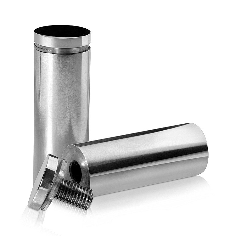1'' Diameter X 2-1/2'' Barrel Length, Stainless Steel Polished Finish. Easy Fasten Standoff (For Inside Use Only) [Required Material Hole Size: 7/16'']