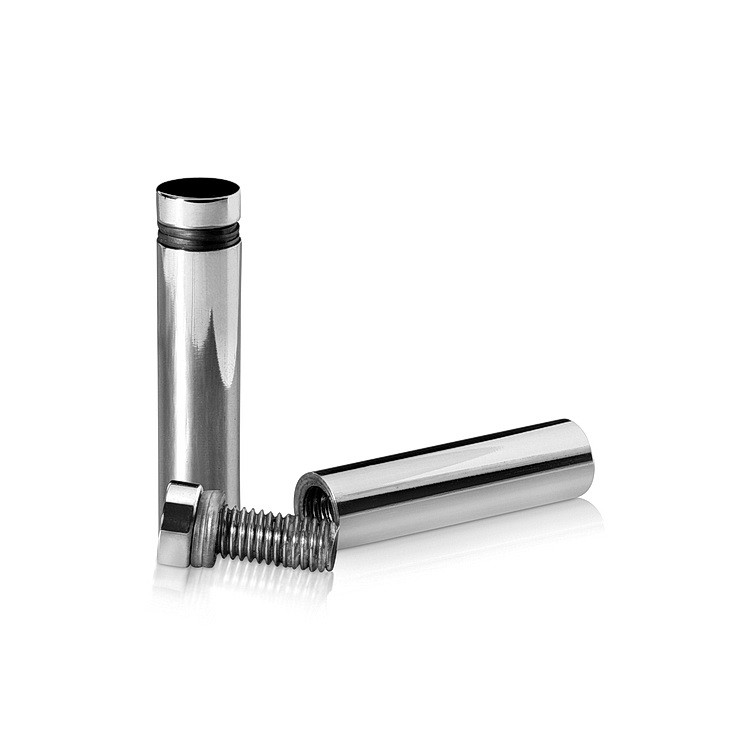 1/2'' Diameter X 1-3/4'' Barrel Length, Stainless Steel Polished Finish. Easy Fasten Standoff (For Inside Use Only) [Required Material Hole Size: 3/8'']