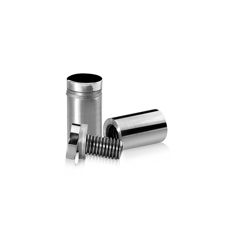 5/8'' Diameter X 1'' Barrel Length, Stainless Steel Polished Finish. Easy Fasten Standoff (For Inside Use Only) [Required Material Hole Size: 7/16'']